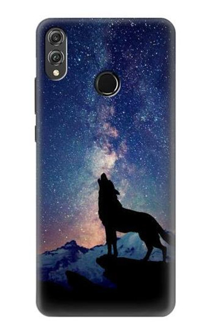 S3555 Wolf Howling Million Star Etui Coque Housse pour Huawei Honor 8X