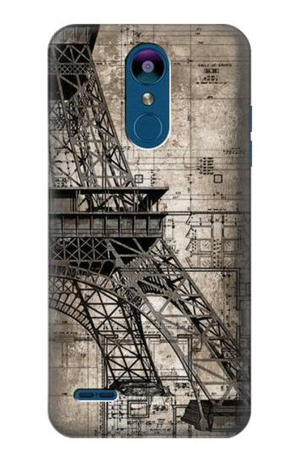 S3416 Eiffel Tower Blueprint Etui Coque Housse pour LG K8 (2018)