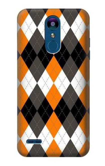 S3421 Black Orange White Argyle Plaid Etui Coque Housse pour LG K8 (2018)