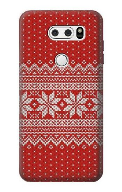 S3384 Winter Seamless Knitting Pattern Etui Coque Housse pour LG V30, LG V30 Plus, LG V30S ThinQ, LG V35, LG V35 ThinQ