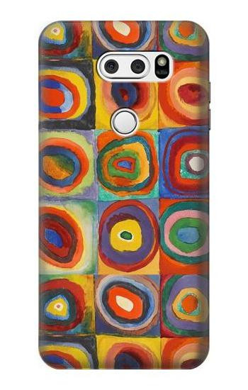 S3409 Squares Concentric Circles Etui Coque Housse pour LG V30, LG V30 Plus, LG V30S ThinQ, LG V35, LG V35 ThinQ
