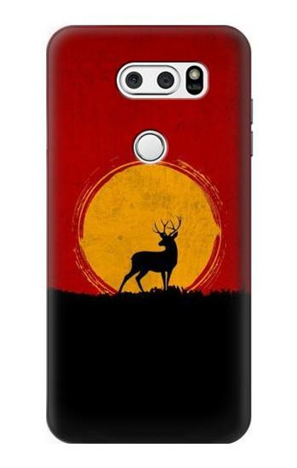 S3513 Deer Sunset Etui Coque Housse pour LG V30, LG V30 Plus, LG V30S ThinQ, LG V35, LG V35 ThinQ