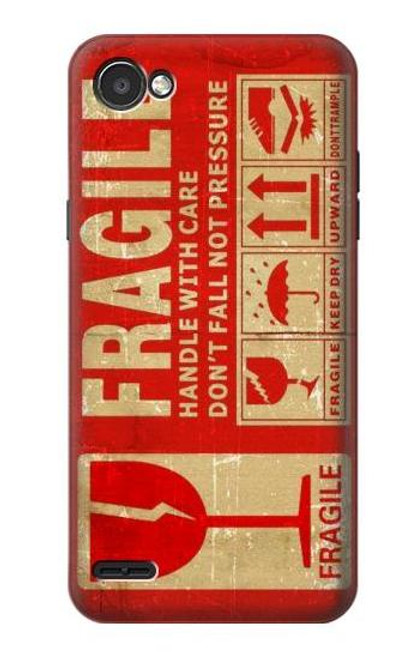 S3552 Vintage Fragile Label Art Etui Coque Housse pour LG Q6