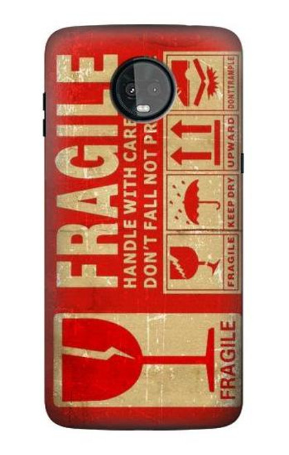 S3552 Vintage Fragile Label Art Etui Coque Housse pour Motorola Moto Z3, Z3 Play