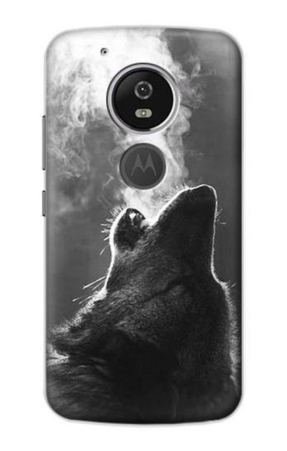 S3505 Wolf Howling Etui Coque Housse pour Motorola Moto G6 Play, Moto G6 Forge, Moto E5