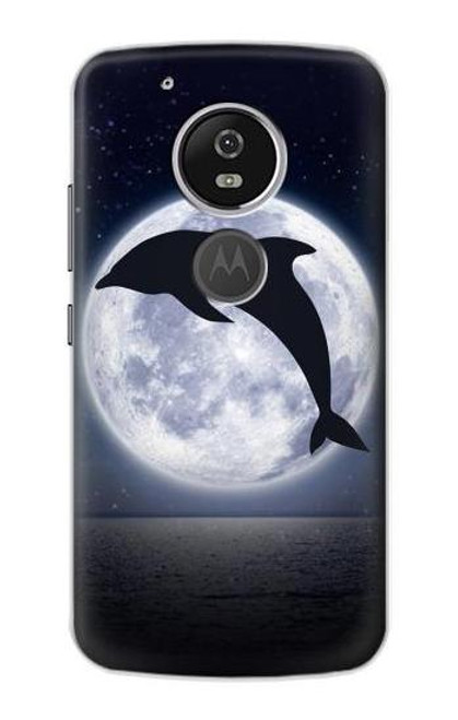 S3510 Dolphin Moon Night Etui Coque Housse pour Motorola Moto G6 Play, Moto G6 Forge, Moto E5