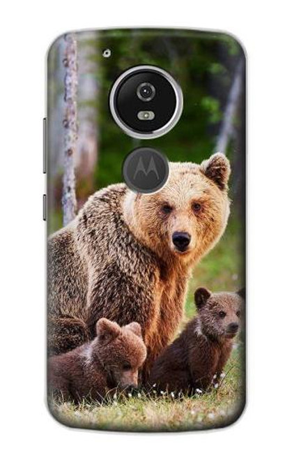 S3558 Bear Family Etui Coque Housse pour Motorola Moto G6 Play, Moto G6 Forge, Moto E5