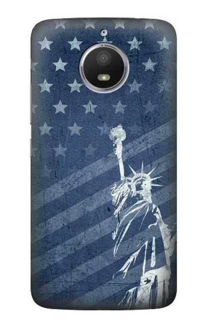 S3450 US Flag Liberty Statue Etui Coque Housse pour Motorola Moto E4 Plus