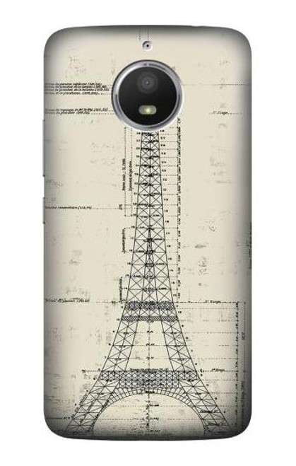 S3474 Eiffel Architectural Drawing Etui Coque Housse pour Motorola Moto E4 Plus