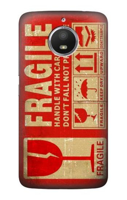S3552 Vintage Fragile Label Art Etui Coque Housse pour Motorola Moto E4 Plus