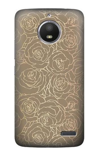 S3466 Gold Rose Pattern Etui Coque Housse pour Motorola Moto E4