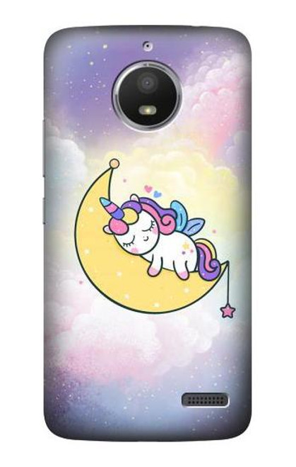 S3485 Cute Unicorn Sleep Etui Coque Housse pour Motorola Moto E4