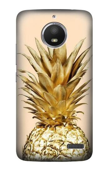 S3490 Gold Pineapple Etui Coque Housse pour Motorola Moto E4