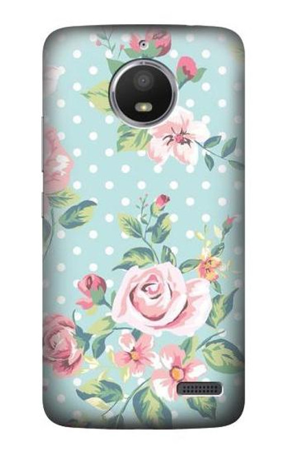 S3494 Vintage Rose Polka Dot Etui Coque Housse pour Motorola Moto E4