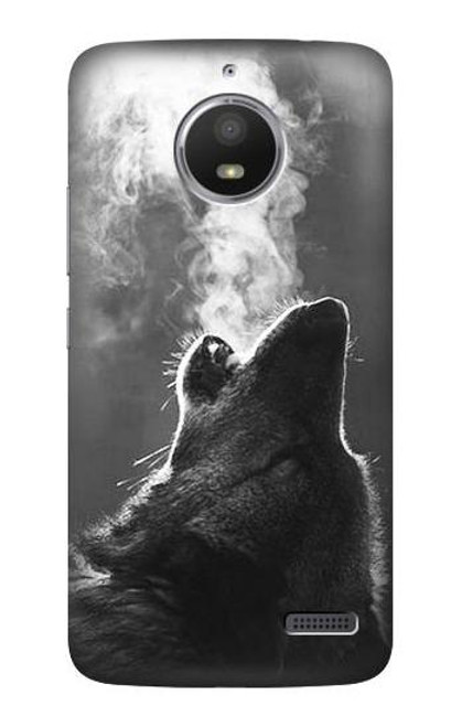S3505 Wolf Howling Etui Coque Housse pour Motorola Moto E4