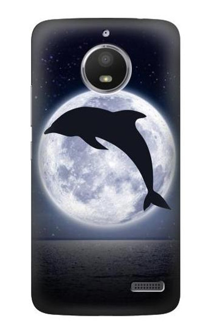 S3510 Dolphin Moon Night Etui Coque Housse pour Motorola Moto E4