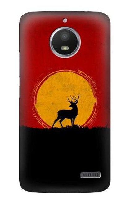 S3513 Deer Sunset Etui Coque Housse pour Motorola Moto E4