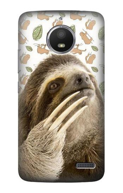 S3559 Sloth Pattern Etui Coque Housse pour Motorola Moto E4