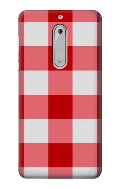 S3535 Red Gingham Etui Coque Housse pour Nokia 5