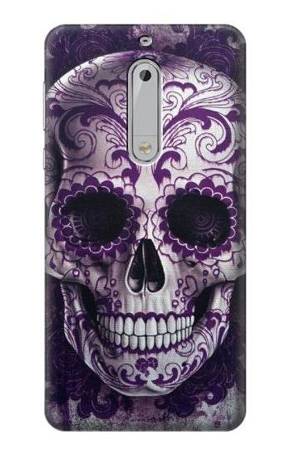 S3582 Purple Sugar Skull Etui Coque Housse pour Nokia 5