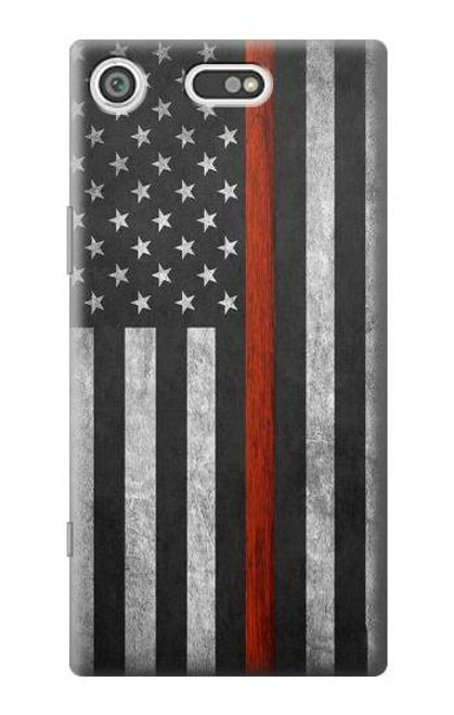 S3472 Firefighter Thin Red Line Flag Etui Coque Housse pour Sony Xperia XZ1