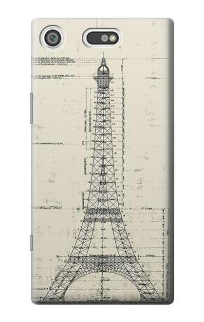 S3474 Eiffel Architectural Drawing Etui Coque Housse pour Sony Xperia XZ1
