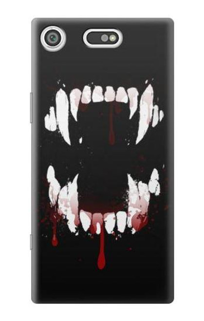 S3527 Vampire Teeth Bloodstain Etui Coque Housse pour Sony Xperia XZ1