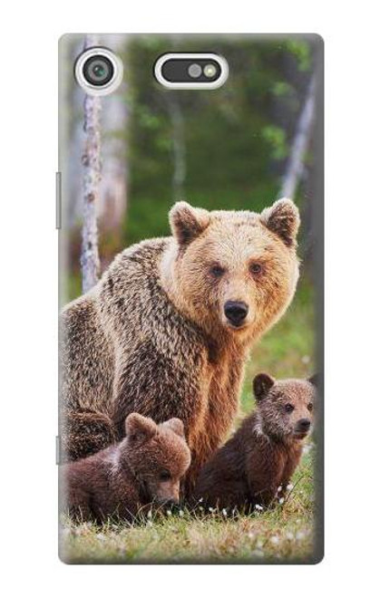 S3558 Bear Family Etui Coque Housse pour Sony Xperia XZ1