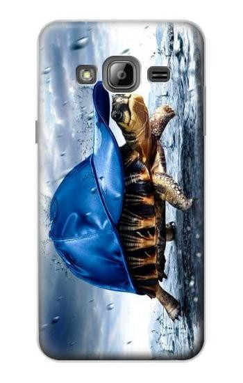 S0084 Turtle in the Rain Etui Coque Housse pour Samsung Galaxy J3 (2016)