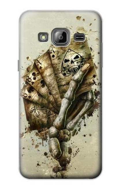 S0550 Skull Card Poker Etui Coque Housse pour Samsung Galaxy J3 (2016)