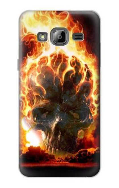 S0863 Hell Fire Skull Etui Coque Housse pour Samsung Galaxy J3 (2016)