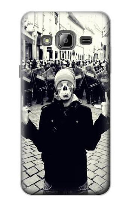 S1108 Skull Mask Man Protester Etui Coque Housse pour Samsung Galaxy J3 (2016)
