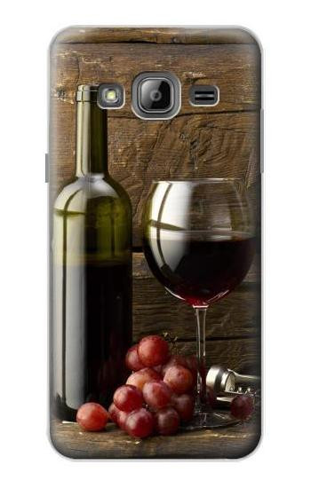 S1316 Grapes Bottle and Glass of Red Wine Etui Coque Housse pour Samsung Galaxy J3 (2016)