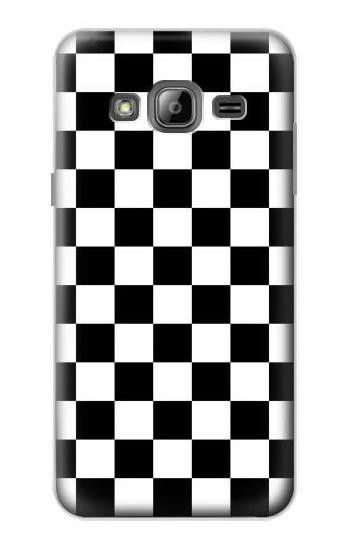 S1611 Checkerboard Chess Board Etui Coque Housse pour Samsung Galaxy J3 (2016)