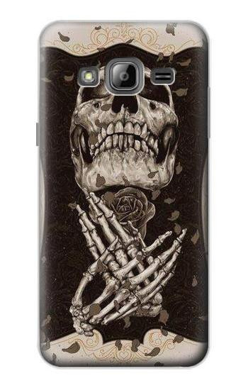 S1676 Skull Rose Etui Coque Housse pour Samsung Galaxy J3 (2016)