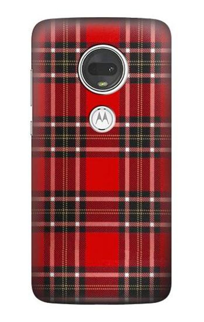 S2374 Tartan Red Pattern Etui Coque Housse pour Motorola Moto G7, Moto G7 Plus