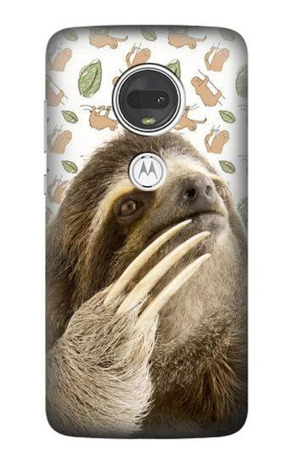 S3559 Sloth Pattern Etui Coque Housse pour Motorola Moto G7, Moto G7 Plus