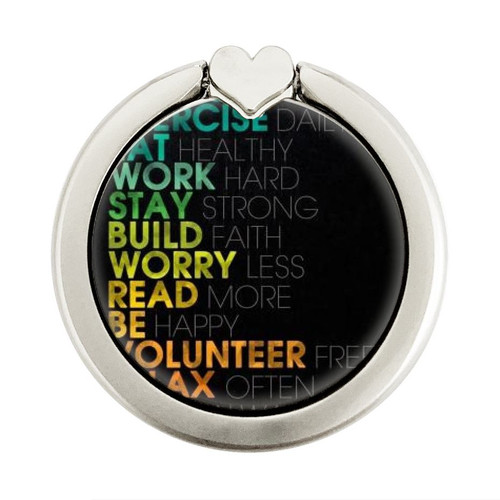 S3523 Think Positive Words Quotes Graphique Porte-Bague et Pop Up Grip doigt Socket Support