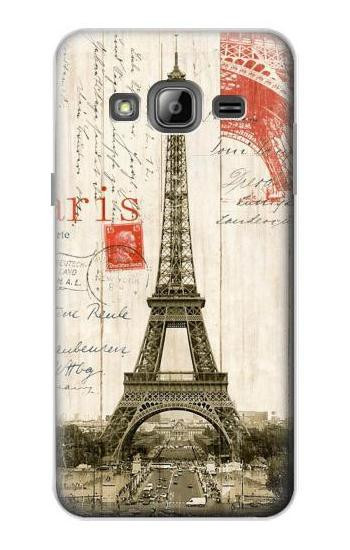 S2108 Eiffel Tower Paris Postcard Etui Coque Housse pour Samsung Galaxy J3 (2016)
