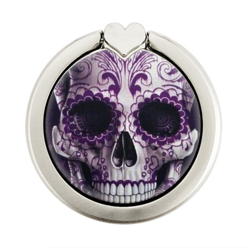 S3582 Purple Sugar Skull Graphique Porte-Bague et Pop Up Grip doigt Socket Support