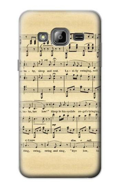 S2504 Vintage Music Sheet Etui Coque Housse pour Samsung Galaxy J3 (2016)