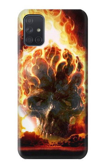 S0863 De feu crâne Etui Coque Housse pour Samsung Galaxy A71