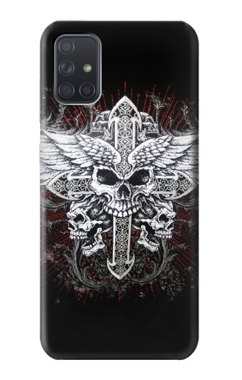 S1434 Crâne Tatouage Motard Aile Etui Coque Housse pour Samsung Galaxy A71