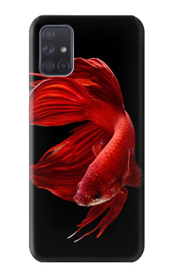 S2092 Rouge Poisson Combattant Etui Coque Housse pour Samsung Galaxy A71