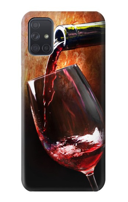 S2396 Rouge Bouteille de vin et le verre Etui Coque Housse pour Samsung Galaxy A71