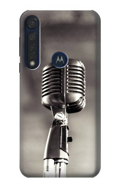 S3495 Microphone millésimé Etui Coque Housse pour Motorola Moto G8 Plus