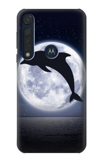 S3510 Dauphin Lune Nuit Etui Coque Housse pour Motorola Moto G8 Plus