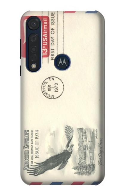 S3551 Art de l'millésimé de la poste enveloppe aérienne Etui Coque Housse pour Motorola Moto G8 Plus