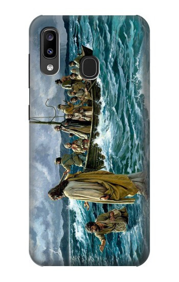S1722 Jésus marcher sur la mer Etui Coque Housse pour Samsung Galaxy A20, Galaxy A30