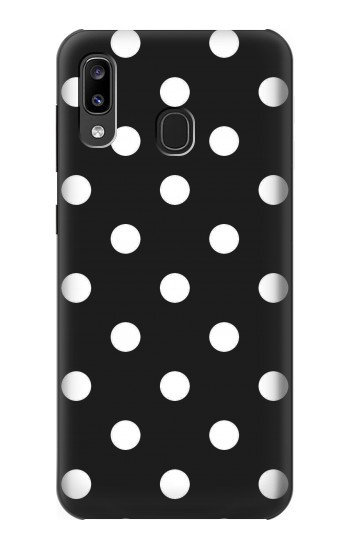 S2299 Noir Pois Etui Coque Housse pour Samsung Galaxy A20, Galaxy A30